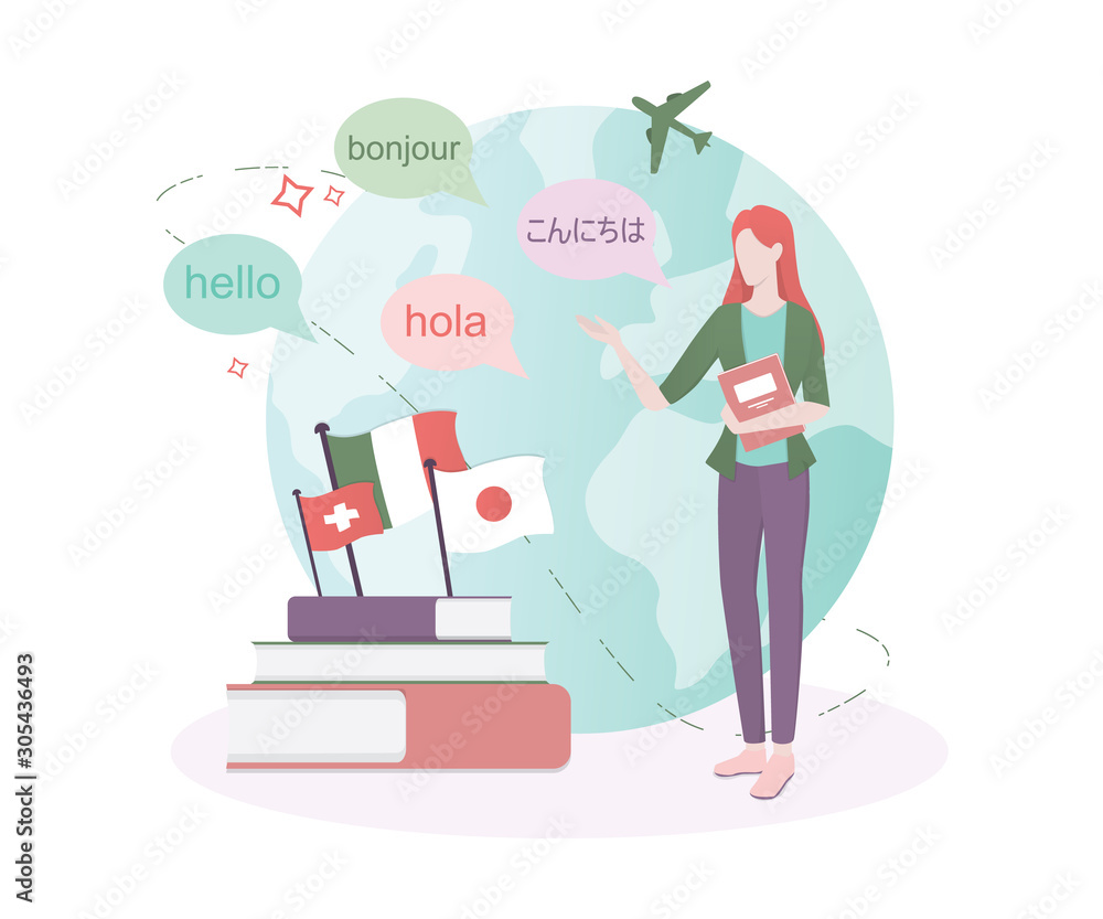 Poster language learning concept. study foreign languages with native speaker.