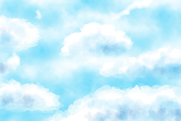 blue watercolor cloudy blue sky background