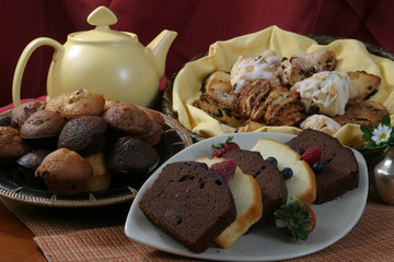 Fototapeta na wymiar muffins, scones tea breads with raspberry