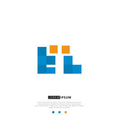 Fototapeta premium EL E L Logo Monogram with Blue and yellow Colors. modern letter logo design