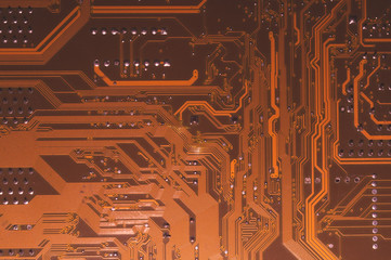 Electronic circuit board abstract background. computer motherboard close up. micro elements of...