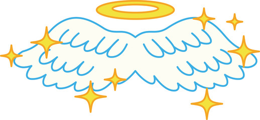 Cute Pop Angel wings with angel ring and glitter