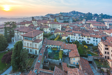 Fototapeta na wymiar Italy, Lombardy, Bergamo, overview on the Citta Alta (upper citty)
