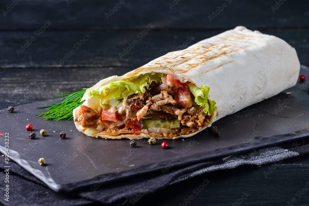 Sticker mexican beef steak burritos with vegetable