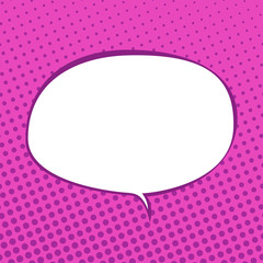 Speech Bubble on Pink Neon Background with Dots , Conversation in Retro Style on Pop Art Background, Vector Illustration