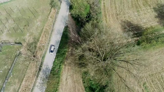Roads, farms and trees zenith in Canyamars, Catalonia, Spain