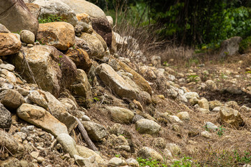 Heaps of stones in the forest