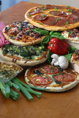 pizza assortment with pepper and mushroom