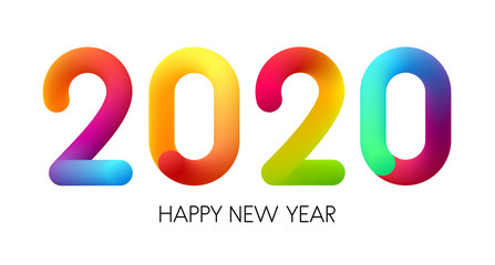 2020 New Year colorful gradient 3d letters.