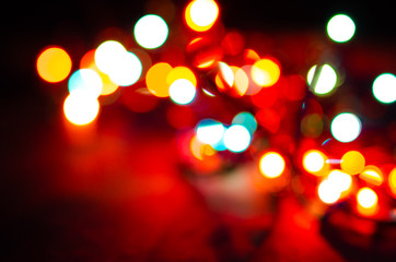 Blurry lights. Garland lights are blurry. Defocus.