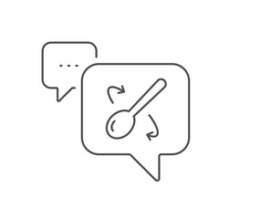 Cooking spoon line icon. Chat bubble design. Cutlery sign. Food mix symbol. Outline concept. Thin line cooking spoon icon. Vector