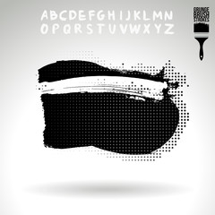 Black brush stroke and texture. Grunge vector abstract hand - painted element. Underline and border design.