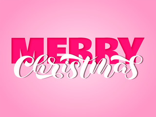 Merry Christmas brush lettering. Vector illustration for poster or banner
