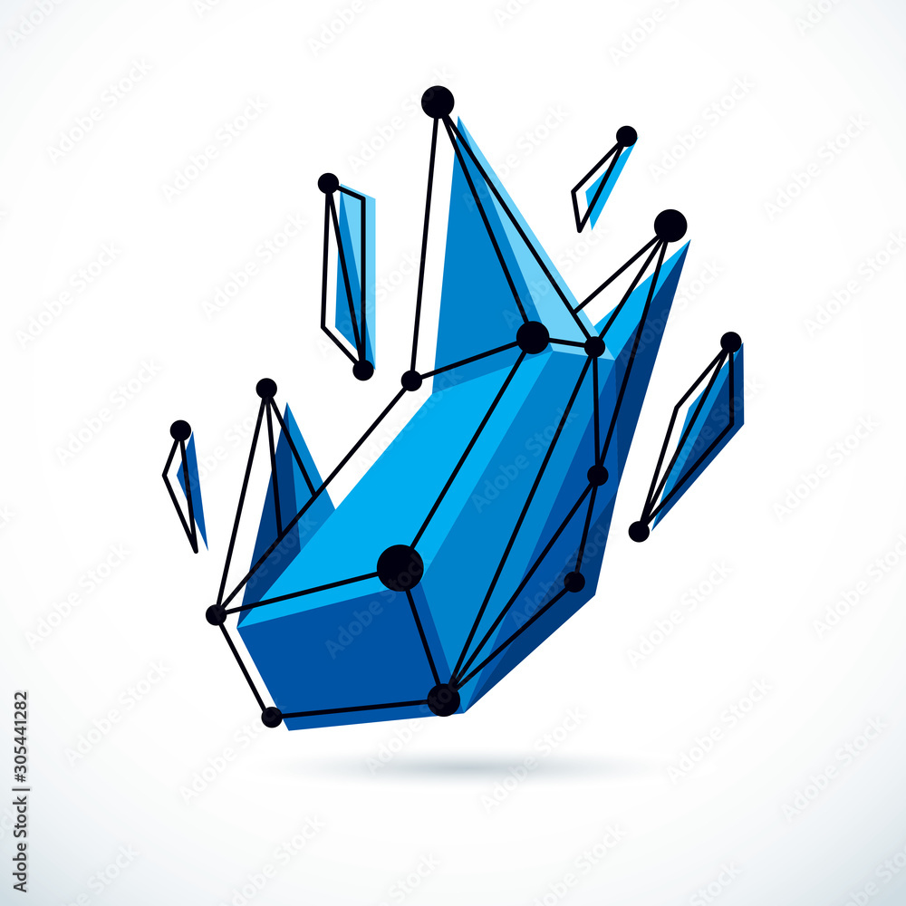 Poster isometric abstract vector low poly shape. communication technologies modern illustration.