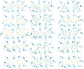 POP Angel wings of feathers fluttering set