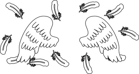 Angel wings of feathers fluttering