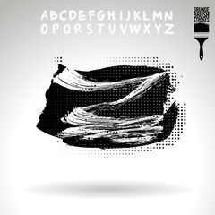 Black brush stroke and texture. Grunge vector abstract hand - painted element. Underline and border design.