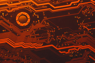 Electronic circuit board abstract background. computer motherboard close up. micro elements of...