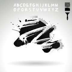 Obraz premium Black brush stroke and texture. Grunge vector abstract hand - painted element. Underline and border design.