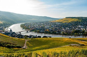 Panorama of the River Moselle, Germany, from the hills above Bernkastel-Kues