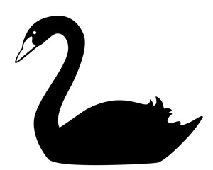 Black swan icon, vector illustration of swan isolated on white background