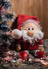  red knitted toy santa