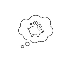 Saving money line icon. Chat bubble design. Piggy bank sign. Outline concept. Thin line saving money icon. Vector