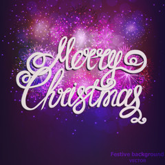 Bright Christmas Background. Holiday Merry Christmas background. Vector Illustration with lettering design.