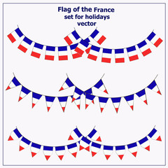 Obraz premium Bright set with flags France for holidays. Vector illustration with white background.