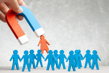 Discrimination of men. HR Magnet attracts staff leaders. Staff recruitment.