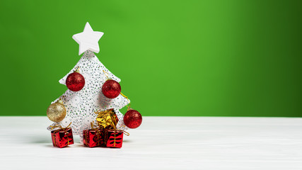 Christmas tree with gifts. Xmas and New Year concept.