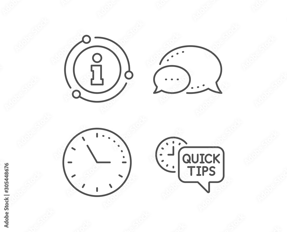 Poster quick tips line icon. chat bubble, info sign elements. helpful tricks sign. tutorials symbol. linear