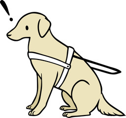 介助犬のイラスト_！マーク