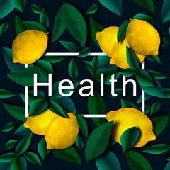 Health banner with leaves and lemons