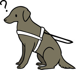黒い介助犬のイラスト_？マーク