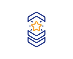 Star award sign. Shoulder strap stars line icon. Best rank symbol. Colorful outline concept. Blue and orange thin line shoulder strap icon. Vector