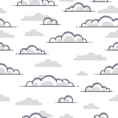 Clouds seamless background, weather and outdoors, cloudscape sky, vector wallpaper or web site background.