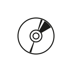 DISC CD, DVD Simple linear drawing on a white background, record with music, Editable stroke. A way to play music