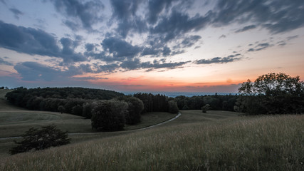 Sunset over a UNESCO protected field in Baden-W&uuml;rttemberg, Germany. 
