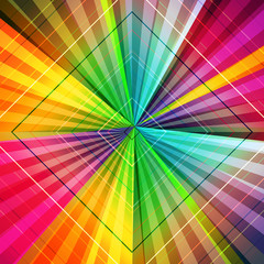 Radiating, converging lines, rays multi color background. Star burst, sunburst abstract backdrop