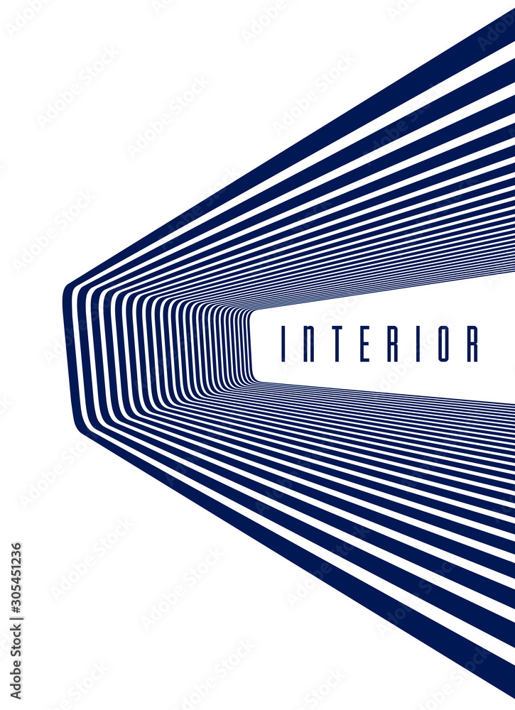 Poster abstract 3d trendy modern lines in perspective vector background, dimensional design cool element, f
