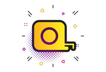 Roulette construction sign icon. Halftone dots pattern. Tape measure symbol. Classic flat roulette icon. Vector