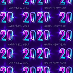 New year pattern with neon 2020