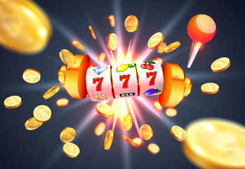 Golden slot machine wins the jackpot. - 305452459