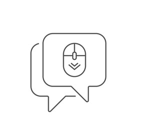 Scroll down mouse line icon. Chat bubble design. Scrolling screen sign. Swipe page. Outline concept. Thin line scroll down icon. Vector
