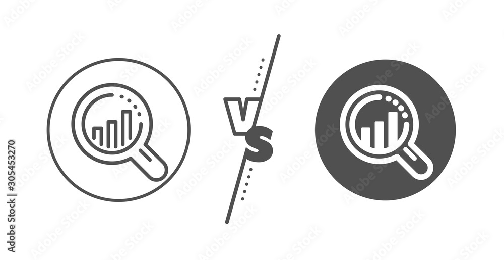 Poster web targeting chart sign. versus concept. seo analysis line icon. traffic management symbol. line vs