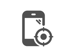 Smartphone targeting sign. Seo phone icon. Traffic management symbol. Classic flat style. Simple seo phone icon. Vector