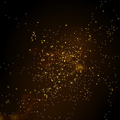 Gold glitter powder splash vector background