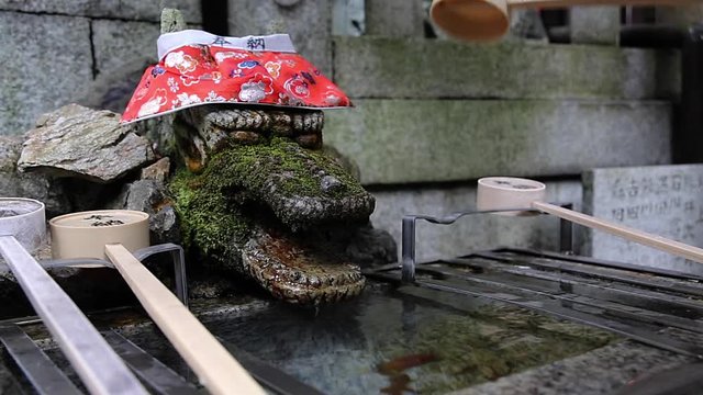 Dragon shaped stone fountain