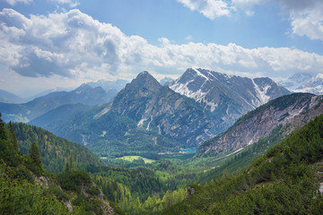 Fototapeta na wymiar Scenic mountain in the green valley